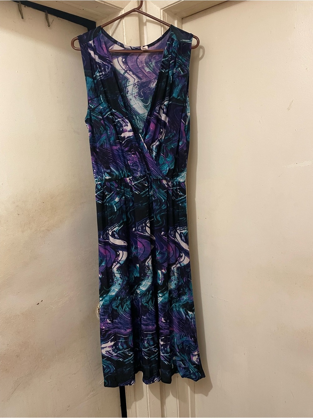 Sleeveless Maxi Dress in Teal & Purple